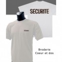 TEE SHIRT BLANC BRODE SECURITE MANCHES COURTES