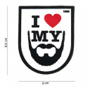 Patch 3D PVC " I love my beard " blanc